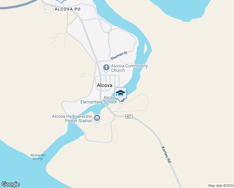 map of restaurants, bars, coffee shops, grocery stores, and more near Shoshoni Street in Alcova