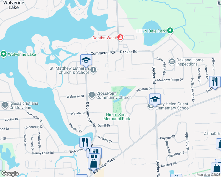 map of restaurants, bars, coffee shops, grocery stores, and more near in Oakland County
