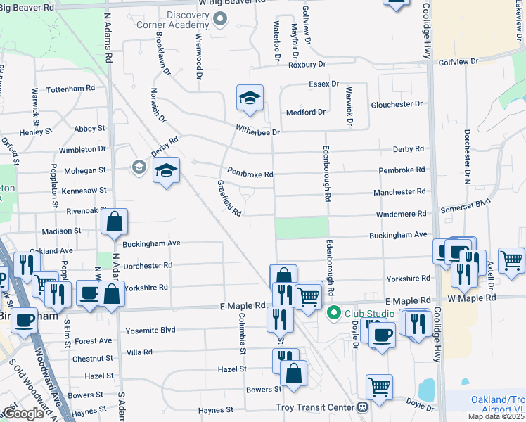 map of restaurants, bars, coffee shops, grocery stores, and more near 718 Graefield Court in Birmingham