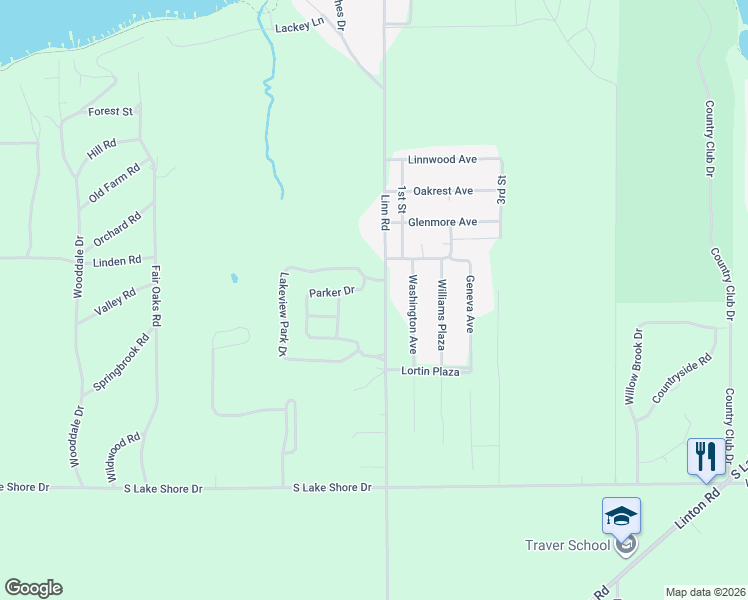 map of restaurants, bars, coffee shops, grocery stores, and more near W3865 Parker Drive in Lake Geneva