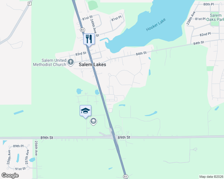 map of restaurants, bars, coffee shops, grocery stores, and more near 8611 247th Avenue in Kenosha