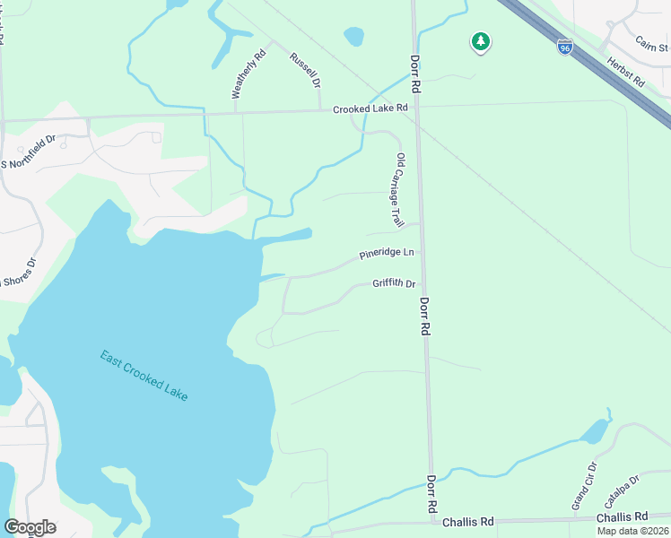 map of restaurants, bars, coffee shops, grocery stores, and more near Pineridge Lane in Livingston County