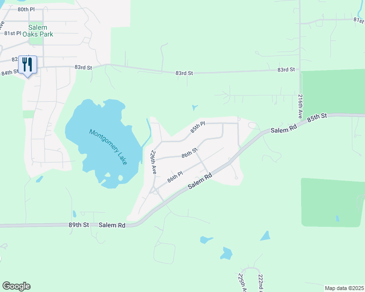 map of restaurants, bars, coffee shops, grocery stores, and more near 22421 85th Place in Salem