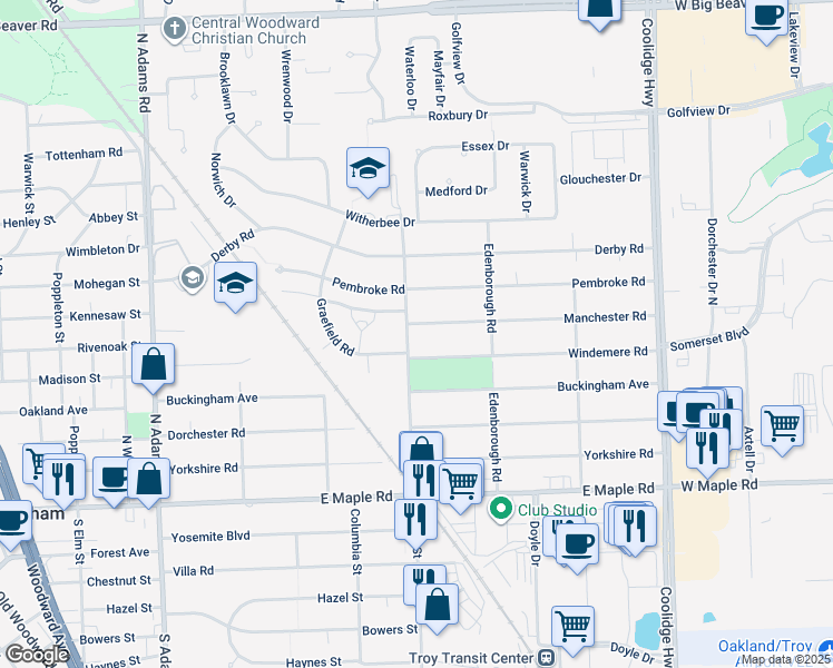 map of restaurants, bars, coffee shops, grocery stores, and more near 2010 Manchester Road in Birmingham