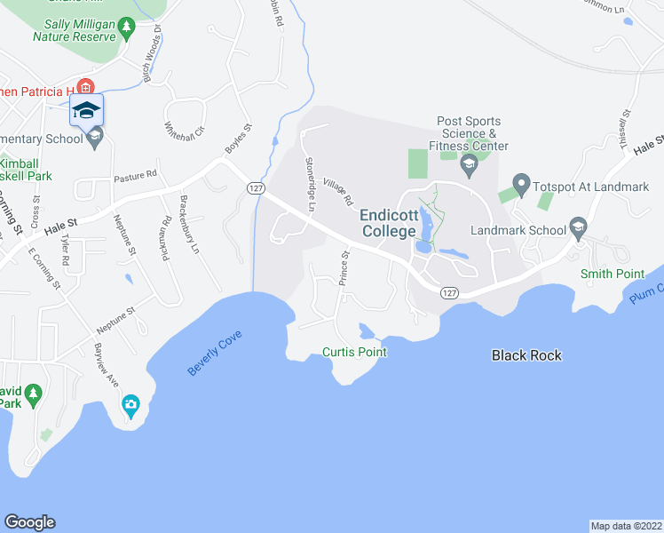 map of restaurants, bars, coffee shops, grocery stores, and more near 7 Prince Street in Beverly