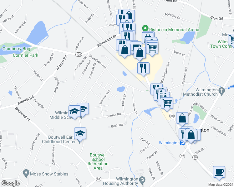 map of restaurants, bars, coffee shops, grocery stores, and more near 10 Newark Avenue in Wilmington
