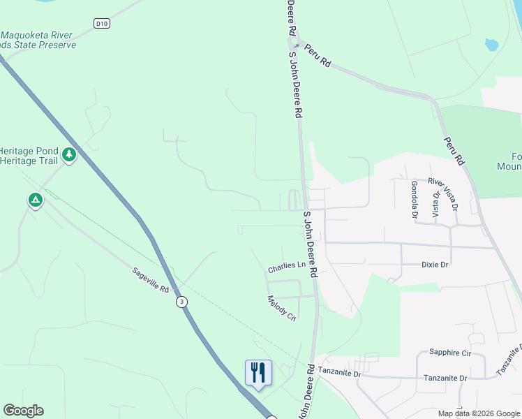 map of restaurants, bars, coffee shops, grocery stores, and more near 10633 Diesel Drive in Dubuque