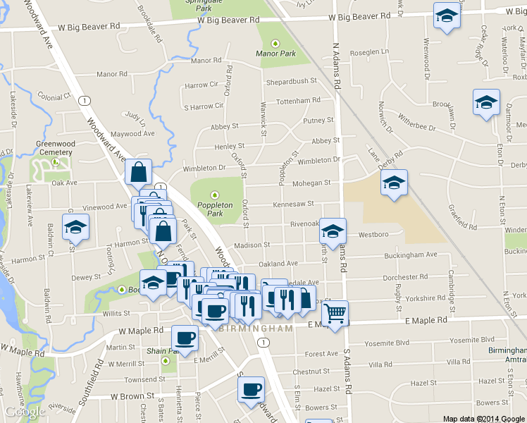 map of restaurants, bars, coffee shops, grocery stores, and more near 616 Kennesaw St in Birmingham