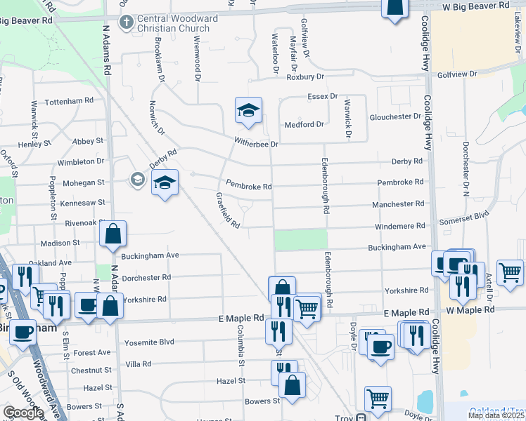 map of restaurants, bars, coffee shops, grocery stores, and more near 718 Graefield Court in Birmingham