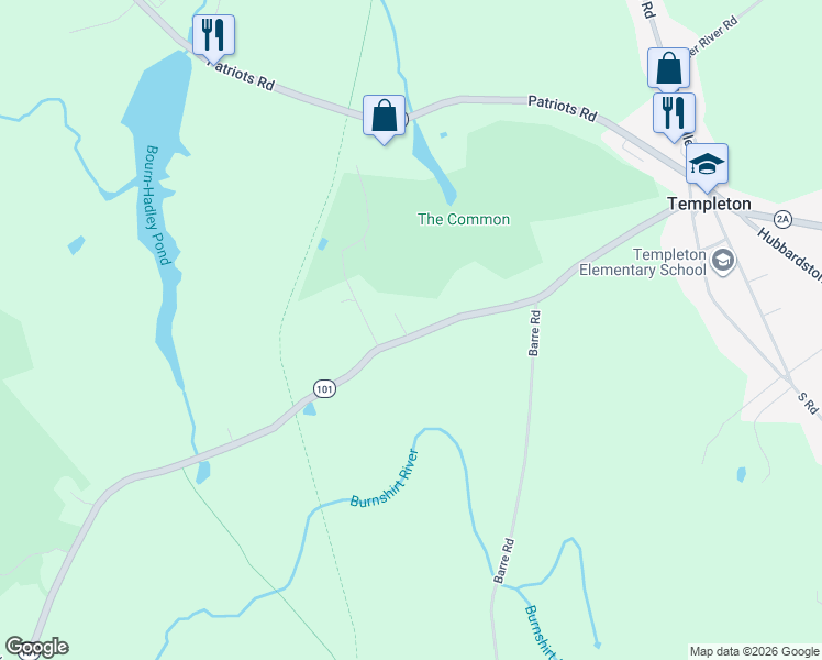 map of restaurants, bars, coffee shops, grocery stores, and more near 1 Ross Road in Templeton