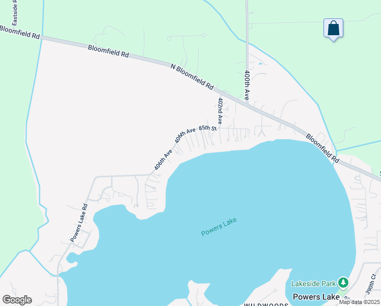 map of restaurants, bars, coffee shops, grocery stores, and more near 8501 406th Avenue in Genoa City
