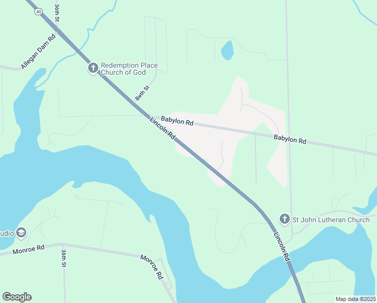 map of restaurants, bars, coffee shops, grocery stores, and more near 1828 Lincoln Road in Allegan