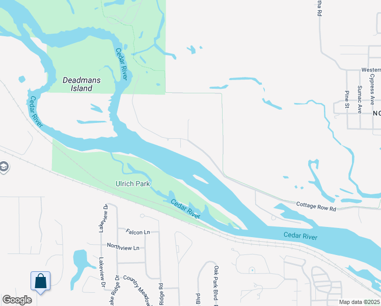 map of restaurants, bars, coffee shops, grocery stores, and more near 2308 Cottage Row Road in Cedar Falls