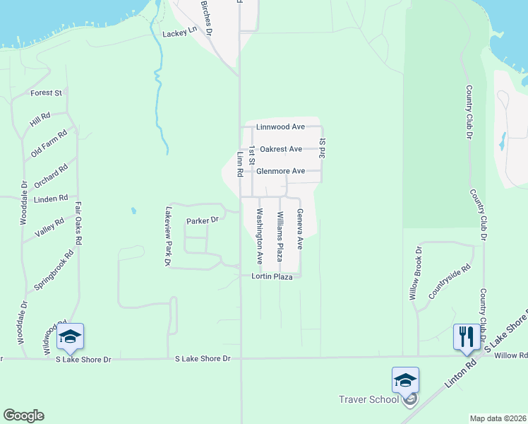 map of restaurants, bars, coffee shops, grocery stores, and more near N1682 Washington Avenue in Lake Geneva