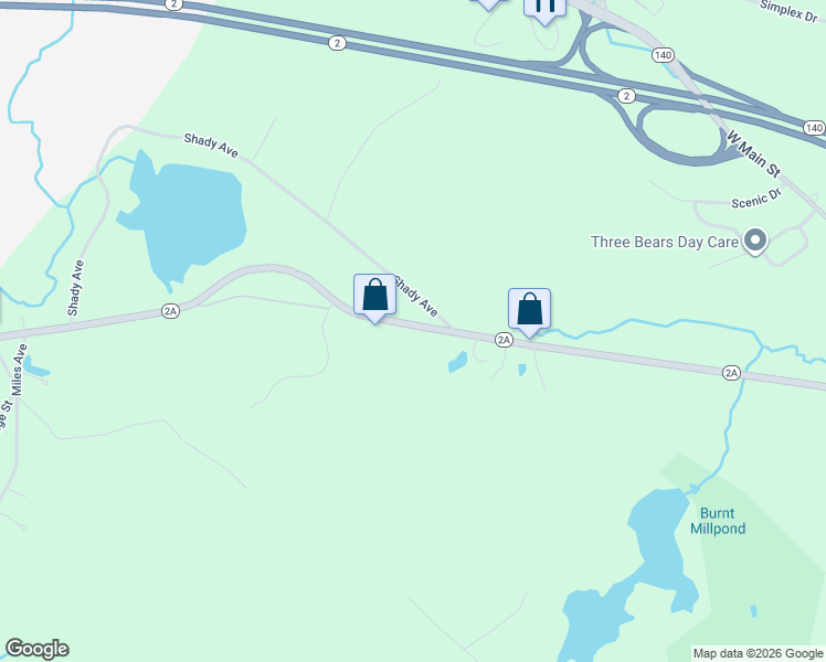map of restaurants, bars, coffee shops, grocery stores, and more near 104 State Rd W in Westminster