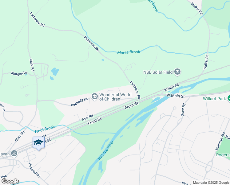 map of restaurants, bars, coffee shops, grocery stores, and more near 64 Peabody Road in Shirley