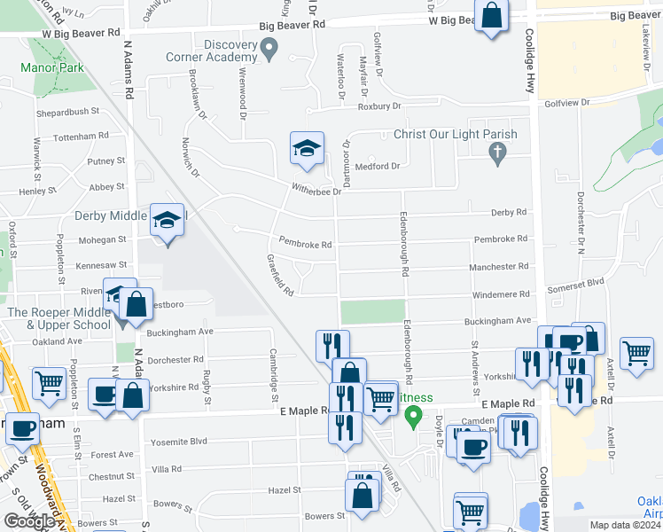 map of restaurants, bars, coffee shops, grocery stores, and more near 753 North Eton Street in Birmingham
