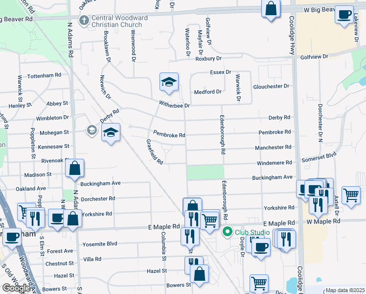 map of restaurants, bars, coffee shops, grocery stores, and more near 2010 Manchester Road in Birmingham