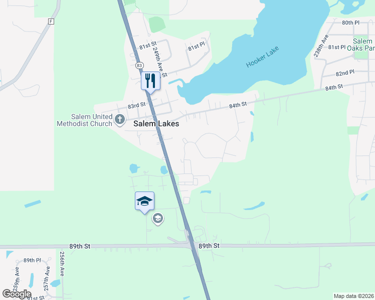 map of restaurants, bars, coffee shops, grocery stores, and more near 8611 247th Avenue in Salem