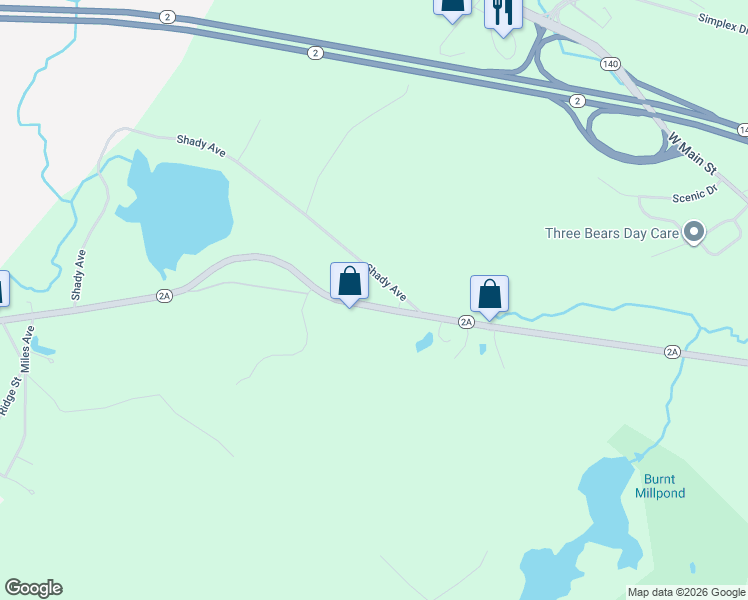 map of restaurants, bars, coffee shops, grocery stores, and more near 104 State Road West in Westminster