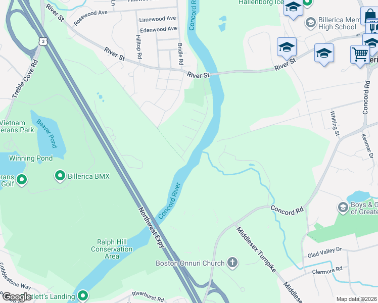 map of restaurants, bars, coffee shops, grocery stores, and more near 46 Elsie Avenue in Billerica
