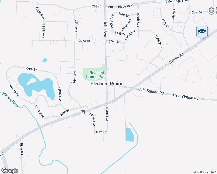 map of restaurants, bars, coffee shops, grocery stores, and more near 8533 104th Avenue in Pleasant Prairie