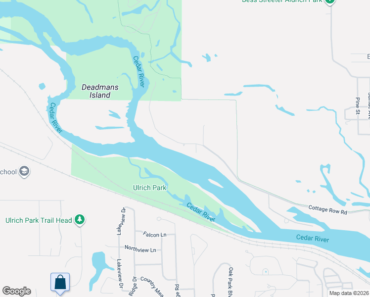 map of restaurants, bars, coffee shops, grocery stores, and more near 2416 Cottage Row Road in Cedar Falls