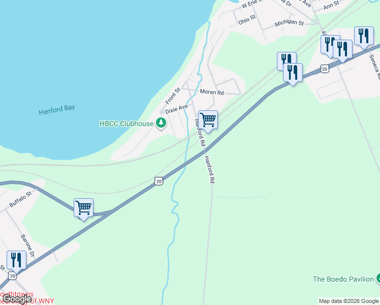 map of restaurants, bars, coffee shops, grocery stores, and more near 1214 New York 5 in Silver Creek