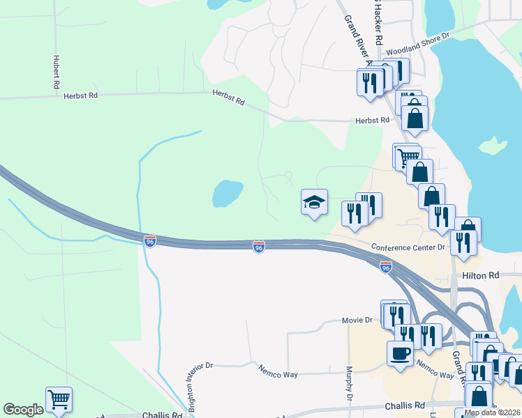 map of restaurants, bars, coffee shops, grocery stores, and more near 2624 Spring Grove Drive in Brighton