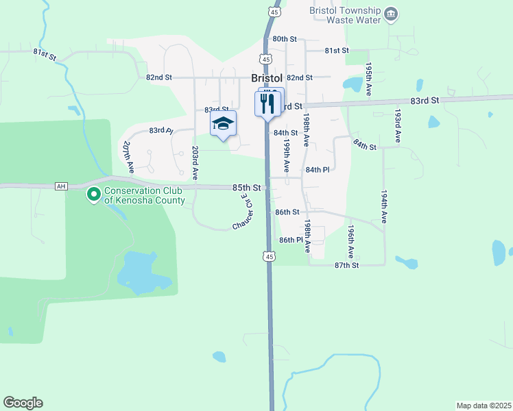 map of restaurants, bars, coffee shops, grocery stores, and more near 8519 Chaucer Circle East in Bristol