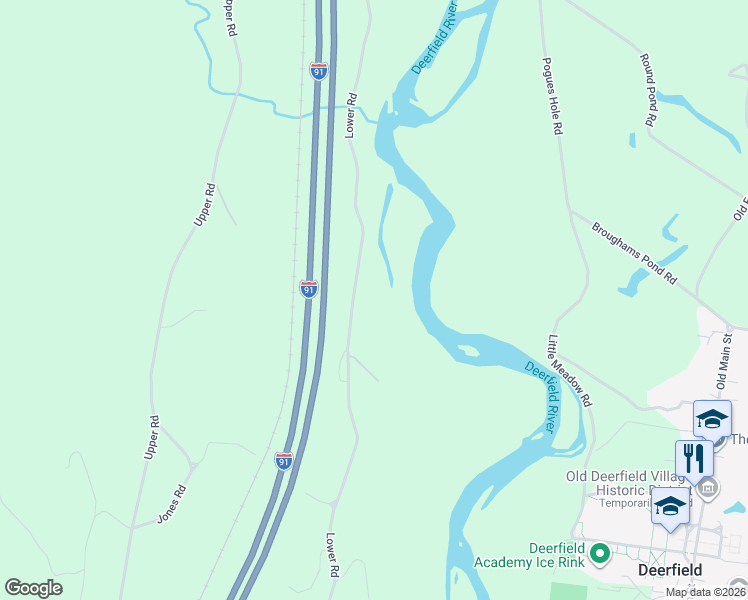 map of restaurants, bars, coffee shops, grocery stores, and more near 284 Lower Road in Deerfield