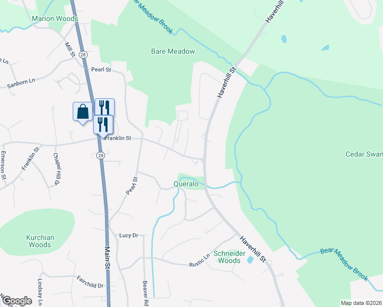map of restaurants, bars, coffee shops, grocery stores, and more near 17 Franklin Street in Reading