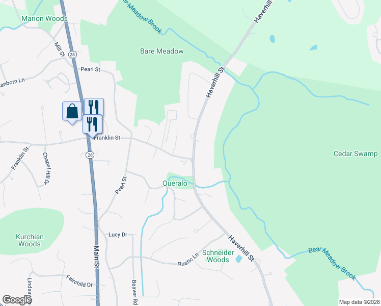 map of restaurants, bars, coffee shops, grocery stores, and more near 17 Franklin Street in Reading