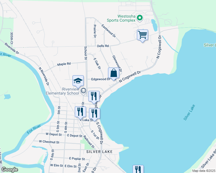 map of restaurants, bars, coffee shops, grocery stores, and more near 529 North Cogswell Drive in Silver Lake