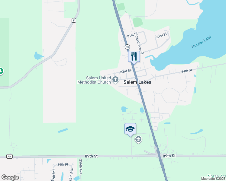 map of restaurants, bars, coffee shops, grocery stores, and more near 25141 85th Street in Salem