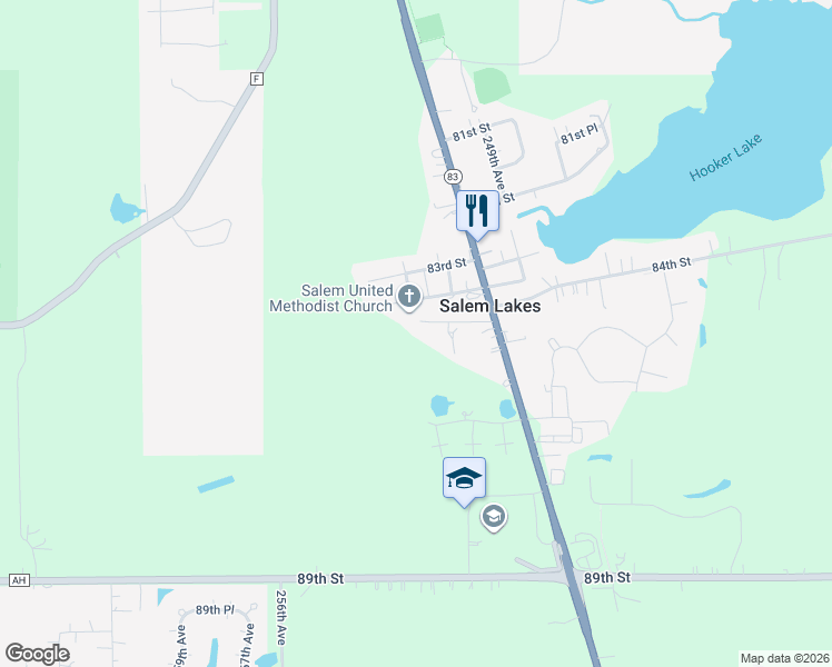 map of restaurants, bars, coffee shops, grocery stores, and more near 25141 85th Street in Salem