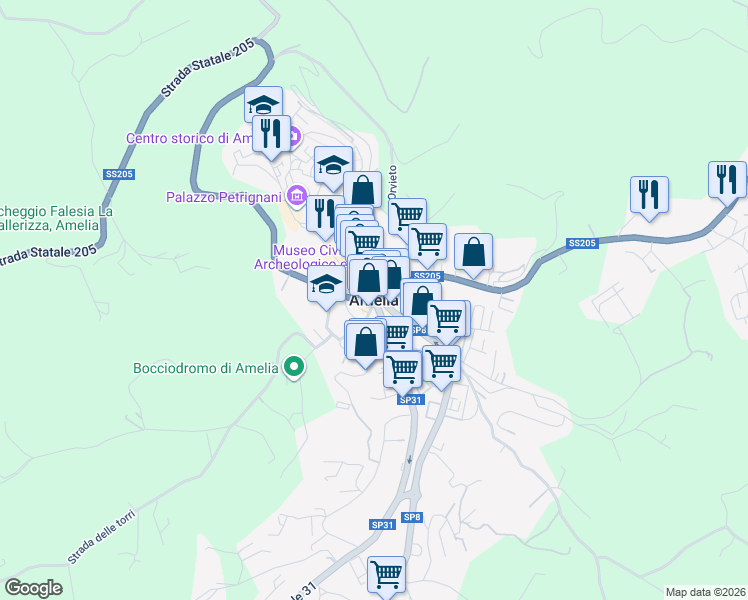 map of restaurants, bars, coffee shops, grocery stores, and more near in Amelia