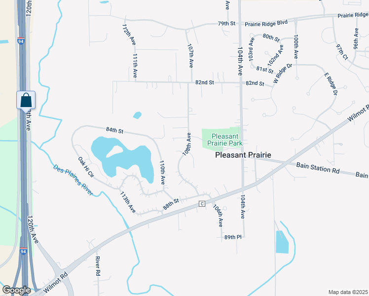 map of restaurants, bars, coffee shops, grocery stores, and more near 10816 84th Place in Pleasant Prairie