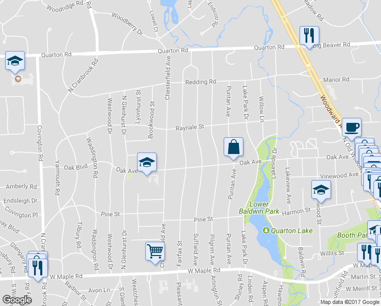 map of restaurants, bars, coffee shops, grocery stores, and more near 990 Fairfax Street in Birmingham