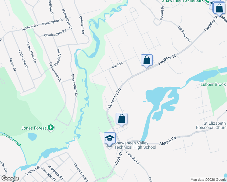 map of restaurants, bars, coffee shops, grocery stores, and more near 50 Alexander Road in Billerica