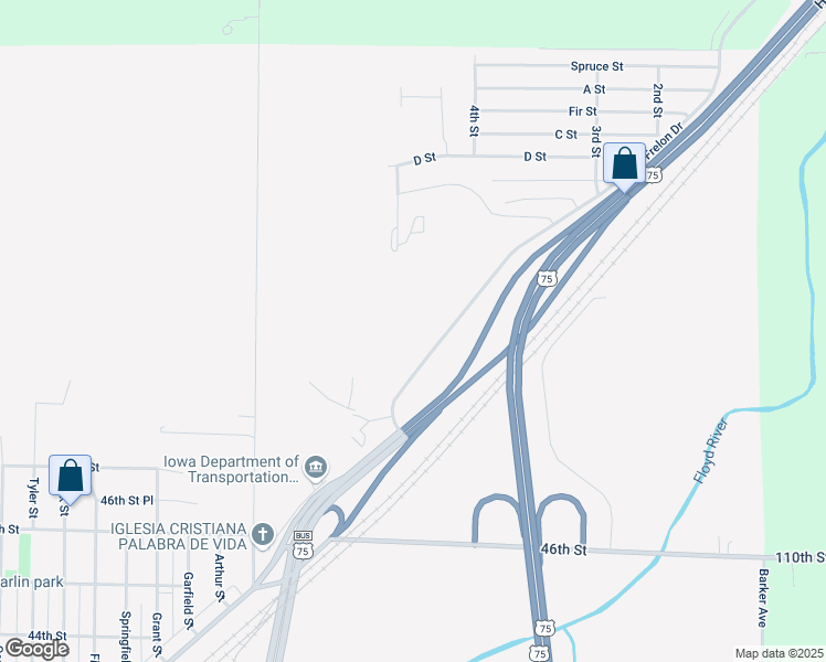 map of restaurants, bars, coffee shops, grocery stores, and more near 4901 U.S. 75 in Sioux City