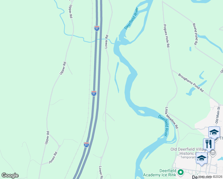 map of restaurants, bars, coffee shops, grocery stores, and more near 284 Lower Road in Deerfield