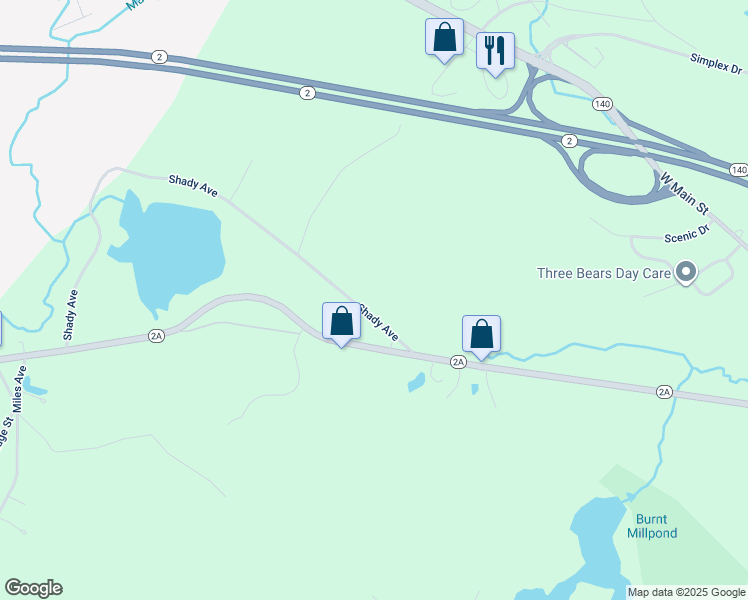 map of restaurants, bars, coffee shops, grocery stores, and more near 13 Shady Avenue in Westminster