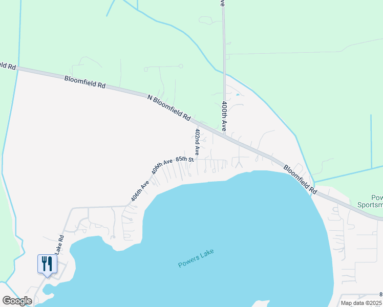 map of restaurants, bars, coffee shops, grocery stores, and more near 40229 85th Street in Genoa City