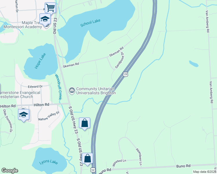 map of restaurants, bars, coffee shops, grocery stores, and more near 3256 Sandpoint Drive in Brighton