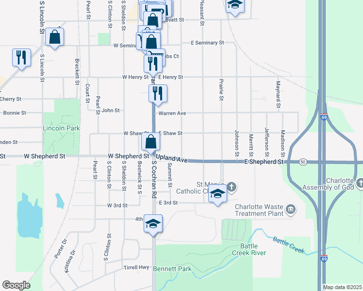 map of restaurants, bars, coffee shops, grocery stores, and more near 211 Upland Avenue in Charlotte
