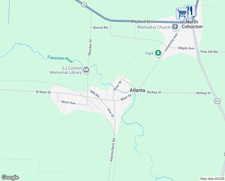 map of restaurants, bars, coffee shops, grocery stores, and more near 11 Main Street in Atlanta