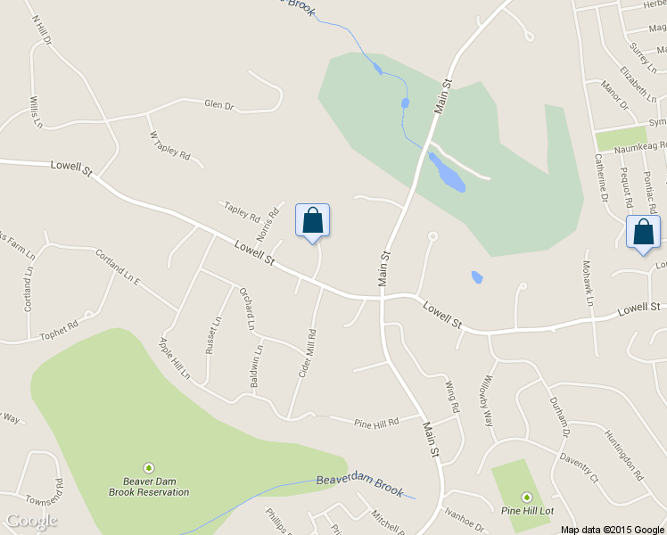 map of restaurants, bars, coffee shops, grocery stores, and more near 319 Lowell Street in Lynnfield