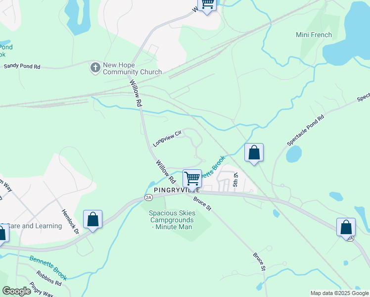 map of restaurants, bars, coffee shops, grocery stores, and more near 4 Juniper Ridge in Ayer