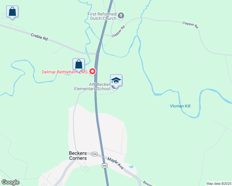 map of restaurants, bars, coffee shops, grocery stores, and more near 1146 North Route 9W in Selkirk